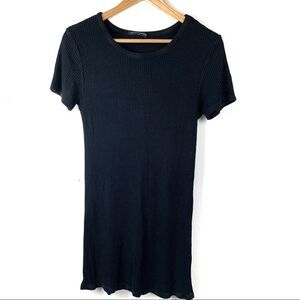 Brandy Melville Black Short Sleeve Ribbed Mini Dress  One Size